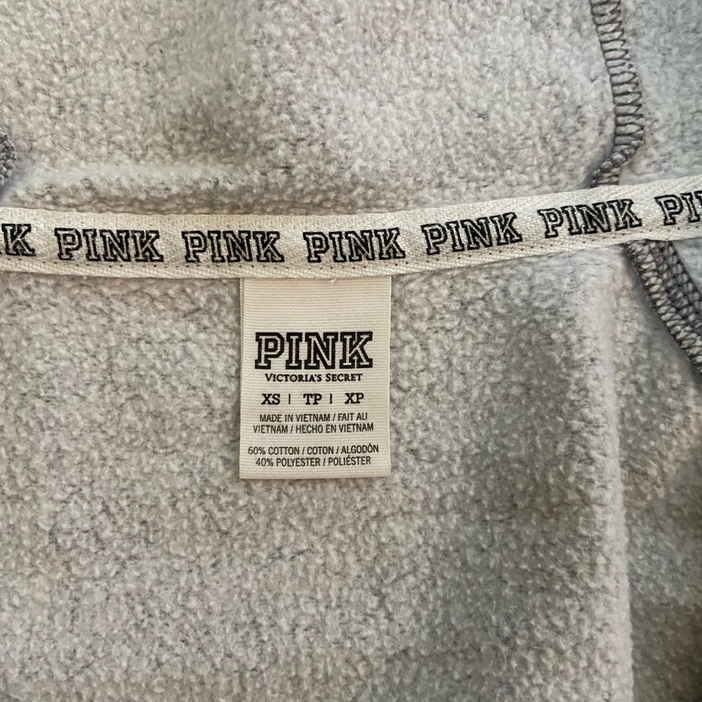 PINK gray zip up hoodie sweatshirt - Picture 7 of 8